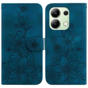 For Xiaomi Redmi Note 13 4G Global Lily Embossed Leather Phone Case(Dark Blue)