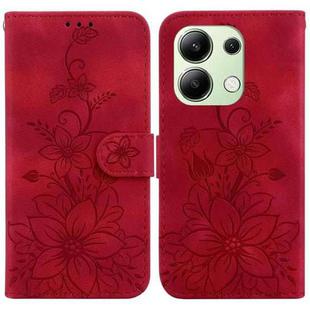 For Xiaomi Redmi Note 13 4G Global Lily Embossed Leather Phone Case(Red)