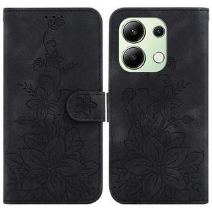 For Xiaomi Redmi Note 13 4G Global Lily Embossed Leather Phone Case(Black)