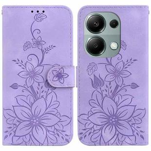 For Xiaomi Poco M6 Pro 4G Lily Embossed Leather Phone Case(Purple)