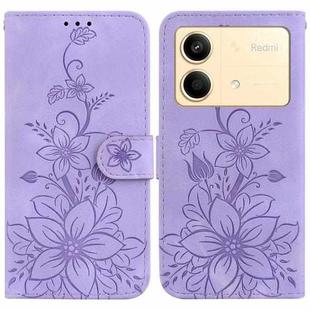 For Xiaomi Redmi Note 13R Pro Lily Embossed Leather Phone Case(Purple)