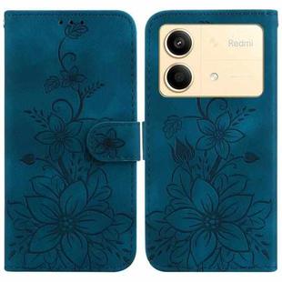 For Xiaomi Redmi Note 13R Pro Lily Embossed Leather Phone Case(Dark Blue)