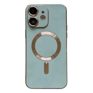 For iPhone 11 Magsafe Plating TPU Phone Case with Lens Film(Light Green)