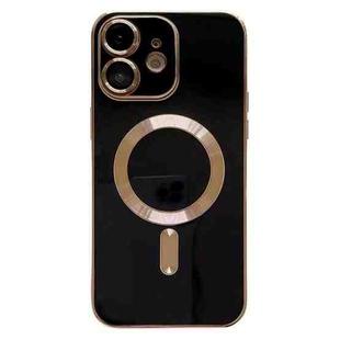 For iPhone 12 Magsafe Plating TPU Phone Case with Lens Film(Black)