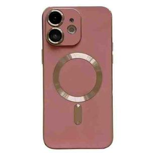 For iPhone 12 Magsafe Plating TPU Phone Case with Lens Film(Rose Red)
