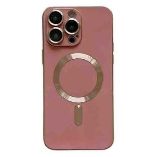 For iPhone 12 Pro Magsafe Plating TPU Phone Case with Lens Film(Rose Red)