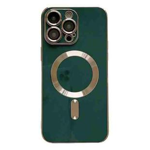 For iPhone 13 Pro Magsafe Plating TPU Phone Case with Lens Film(Green)