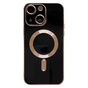 For iPhone 14 Magsafe Plating TPU Phone Case with Lens Film(Black)