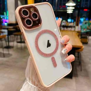 For iPhone 11 Pro Max MagSafe Gradient Color Glitter TPU + Acrylic Phone Case with Lens Film(Pink)