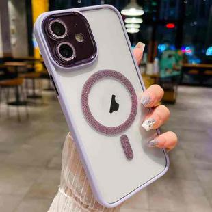 For iPhone 12 MagSafe Gradient Color Glitter TPU + Acrylic Phone Case with Lens Film(Light Purple)