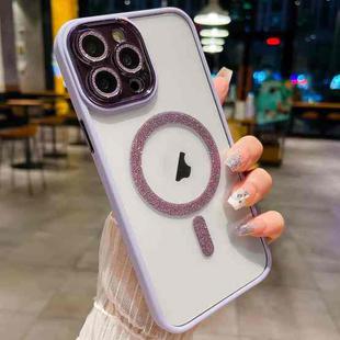 For iPhone 12 Pro MagSafe Gradient Color Glitter TPU + Acrylic Phone Case with Lens Film(Light Purple)