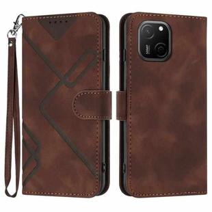 For Huawei Maimang A20 Line Pattern Skin Feel Leather Phone Case(Coffee)