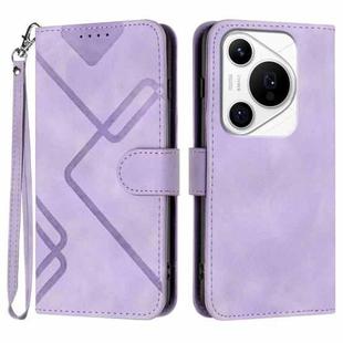 For Huawei Pura 70 Pro/70 Pro+ Line Pattern Skin Feel Leather Phone Case(Light Purple)