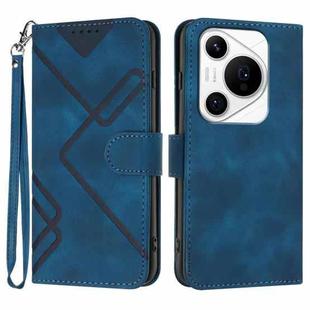 For Huawei Pura 70 Pro/70 Pro+ Line Pattern Skin Feel Leather Phone Case(Royal Blue)