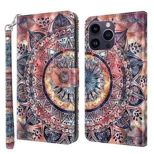 For iPhone 15 Pro Max 3D Painted Leather Phone Case(Colorful Mandala)