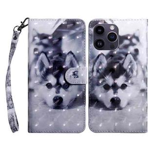 For iPhone 15 Pro Max 3D Painted Leather Phone Case(Husky)