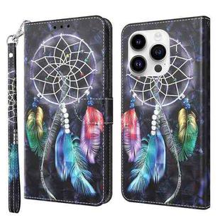 For iPhone 15 Pro 3D Painted Leather Phone Case(Colorful Dreamcatcher)