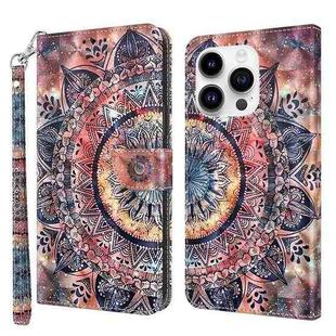 For iPhone 15 Pro 3D Painted Leather Phone Case(Colorful Mandala)