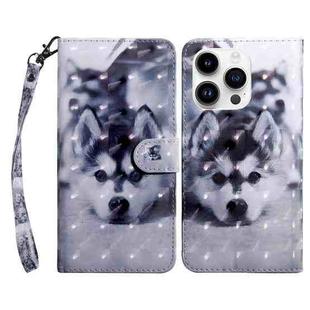 For iPhone 15 Pro 3D Painted Leather Phone Case(Husky)