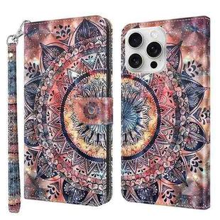 For iPhone 16 Pro Max 3D Painted Leather Phone Case(Colorful Mandala)