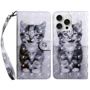 For iPhone 16 Pro Max 3D Painted Leather Phone Case(Smile Cat)