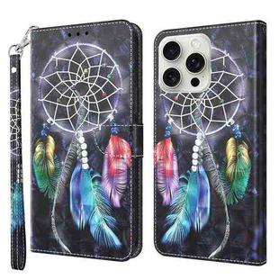 For iPhone 16 Pro 3D Painted Leather Phone Case(Colorful Dreamcatcher)