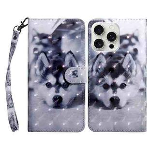 For iPhone 16 Pro 3D Painted Leather Phone Case(Husky)