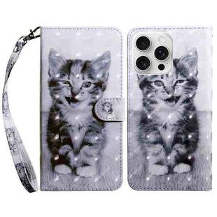 For iPhone 16 Pro 3D Painted Leather Phone Case(Smile Cat)