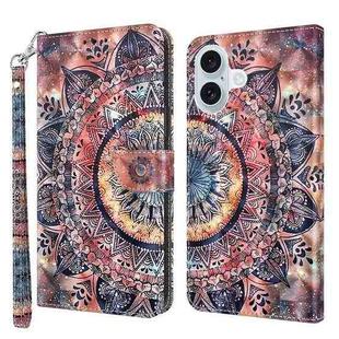 For iPhone 16 Plus 3D Painted Leather Phone Case(Colorful Mandala)