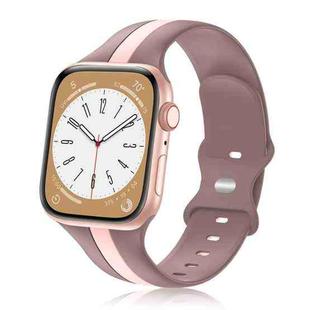 For Apple Watch Ultra 49mm Contrast Dual Color Silicone Watch Band(Purple Pink)