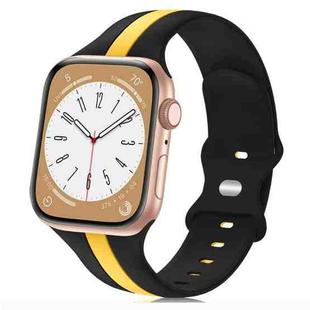 For Apple Watch 8 41mm Contrast Dual Color Silicone Watch Band(Black Yellow)