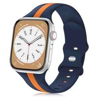 For Apple Watch 8 45mm Contrast Dual Color Silicone Watch Band(Orange Blue)