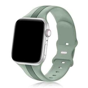 For Apple Watch SE 2022 40mm Contrast Dual Color Silicone Watch Band(Hawthorn Green)