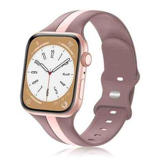 For Apple Watch SE 2022 40mm Contrast Dual Color Silicone Watch Band(Purple Pink)