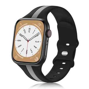 For Apple Watch SE 2022 44mm Contrast Dual Color Silicone Watch Band(Black Grey)
