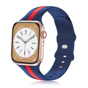 For Apple Watch SE 2022 44mm Contrast Dual Color Silicone Watch Band(Blue Red)