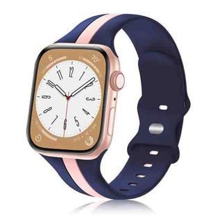 For Apple Watch 6 44mm Contrast Dual Color Silicone Watch Band(Blue Pink)