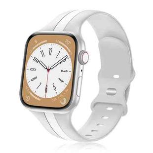 For Apple Watch 5 44mm Contrast Dual Color Silicone Watch Band(Silver White)