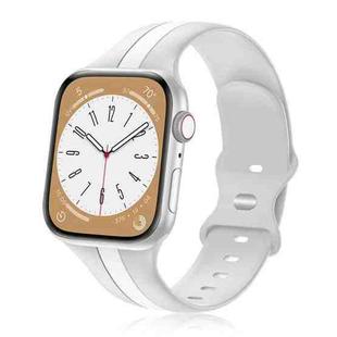 For Apple Watch 3 38mm Contrast Dual Color Silicone Watch Band(Silver White)