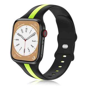 For Apple Watch 3 42mm Contrast Dual Color Silicone Watch Band(Green Black)