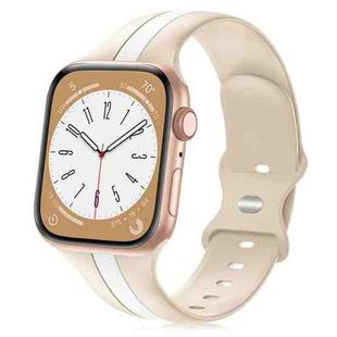 For Apple Watch 2 42mm Contrast Dual Color Silicone Watch Band(Walnut White)