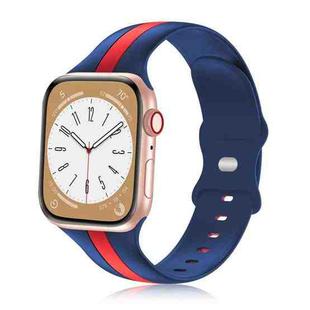 For Apple Watch 42mm Contrast Dual Color Silicone Watch Band(Blue Red)