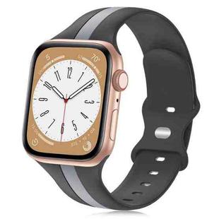 For Apple Watch Series 9 45mm Contrast Dual Color Silicone Watch Band(Beige Grey)