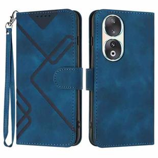 For Honor 90 Line Pattern Skin Feel Leather Phone Case(Royal Blue)