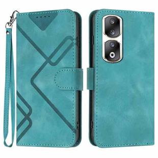 For Honor 90 Pro Line Pattern Skin Feel Leather Phone Case(Light Blue)