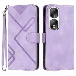 For Honor 90 Pro Line Pattern Skin Feel Leather Phone Case(Light Purple)