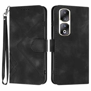 For Honor 90 Pro Line Pattern Skin Feel Leather Phone Case(Black)