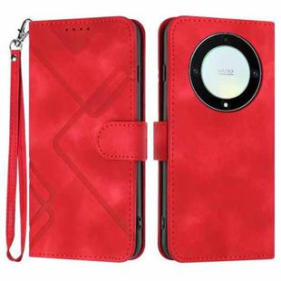 For Honor X40 5G Line Pattern Skin Feel Leather Phone Case(Red)