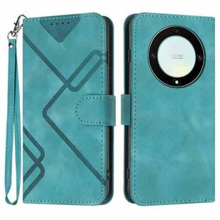 For Honor X40 5G Line Pattern Skin Feel Leather Phone Case(Light Blue)