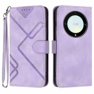 For Honor X40 5G Line Pattern Skin Feel Leather Phone Case(Light Purple)